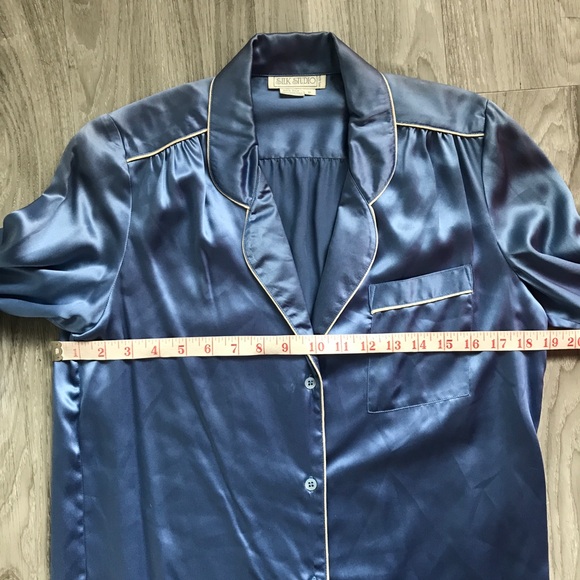 SILK STUDIO PJ DRESS 100% SILK NLUE BUTTON LONG SLEEVES P - Picture 5 of 7